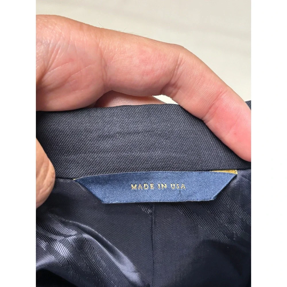 Brooks Brothers Mens 50L Navy Blue Wool Blazer‎ Gold Crest Buttons Made in USA